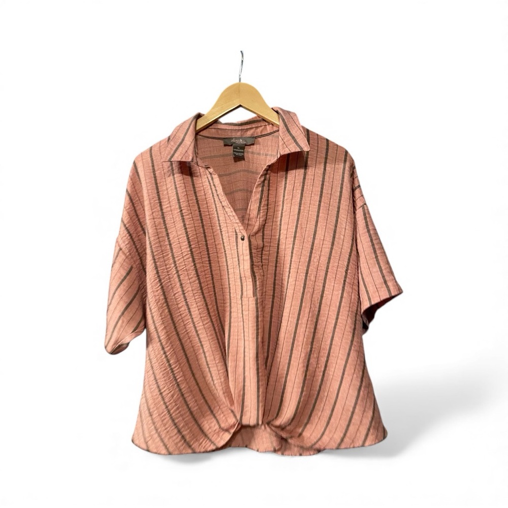 Casual Pink Striped Button Down Shirt - Picture 2 of 3